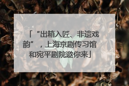 “出箱入匠、非遗戏韵”，上海京剧传习馆和宛平剧院邀你来
