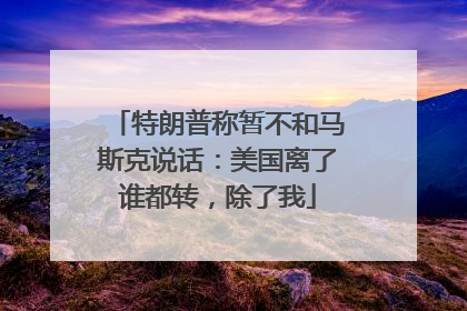 特朗普称暂不和马斯克说话：美国离了谁都转，除了我