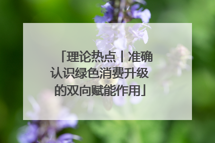 理论热点丨准确认识绿色消费升级的双向赋能作用