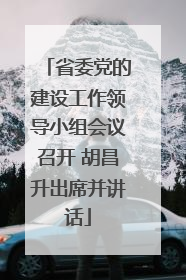 省委党的建设工作领导小组会议召开 胡昌升出席并讲话