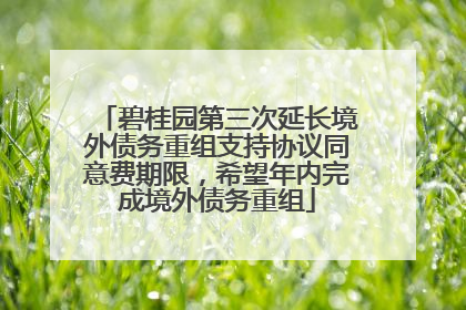 碧桂园第三次延长境外债务重组支持协议同意费期限，希望年内完成境外债务重组