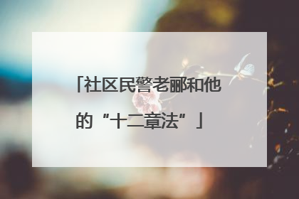 社区民警老郦和他的“十二章法”