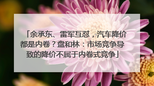 余承东、雷军互怼，汽车降价都是内卷？盘和林：市场竞争导致的降价不属于内卷式竞争