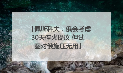 佩斯科夫：俄会考虑30天停火提议 但试图对俄施压无用