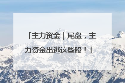 主力资金｜尾盘，主力资金出逃这些股！