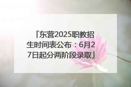 东营2025职教招生时间表公布：6月27日起分两阶段录取