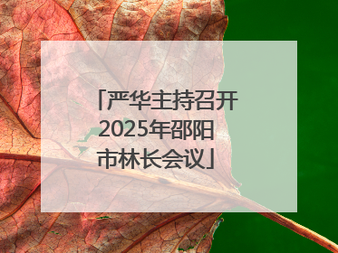 严华主持召开2025年邵阳市林长会议
