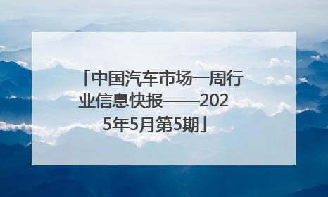 中国汽车市场一周行业信息快报——2025年5月第5期