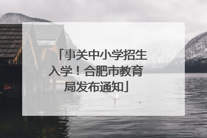 事关中小学招生入学！合肥市教育局发布通知
