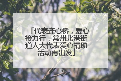 代表连心桥，爱心接力行，常州北港街道人大代表爱心捐助活动再出发