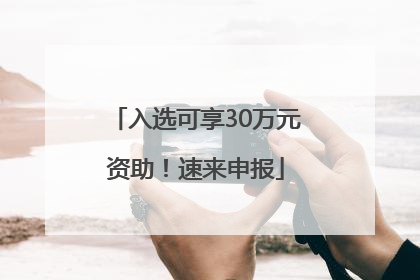 入选可享30万元资助！速来申报