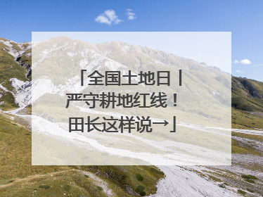 全国土地日丨严守耕地红线！田长这样说→