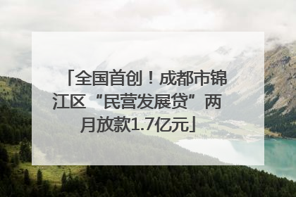全国首创！成都市锦江区“民营发展贷”两月放款1.7亿元