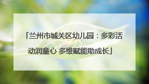 兰州市城关区幼儿园：多彩活动润童心 多维赋能助成长