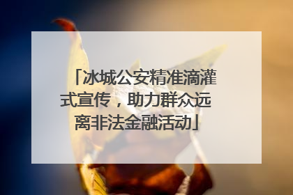 冰城公安精准滴灌式宣传，助力群众远离非法金融活动