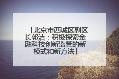 北京市西城区副区长郭洁：积极探索金融科技创新监管的新模式和新方法