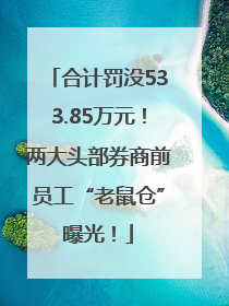 合计罚没533.85万元！两大头部券商前员工“老鼠仓”曝光！