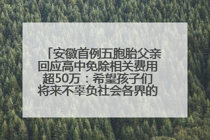 安徽首例五胞胎父亲回应高中免除相关费用超50万：希望孩子们将来不辜负社会各界的帮助与支持