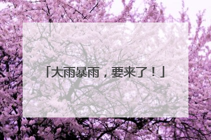 大雨暴雨，要来了！