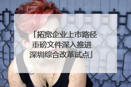 拓宽企业上市路径 重磅文件深入推进深圳综合改革试点