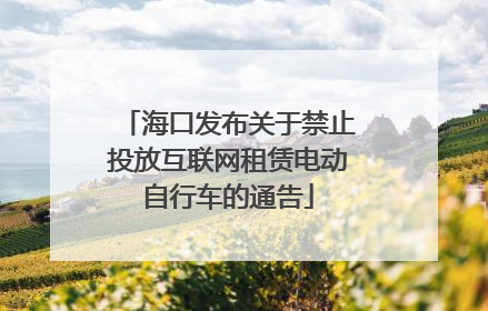 海口发布关于禁止投放互联网租赁电动自行车的通告