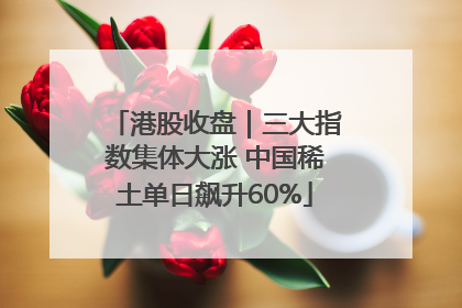 港股收盘｜三大指数集体大涨 中国稀土单日飙升60%