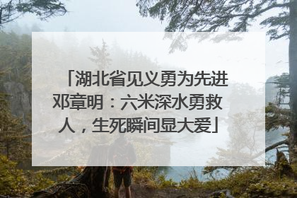 湖北省见义勇为先进邓章明：六米深水勇救人，生死瞬间显大爱