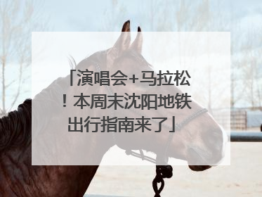 演唱会+马拉松！本周末沈阳地铁出行指南来了