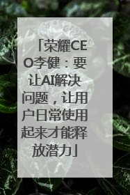 荣耀CEO李健：要让AI解决问题，让用户日常使用起来才能释放潜力
