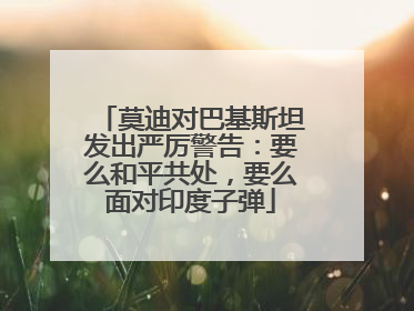 莫迪对巴基斯坦发出严厉警告：要么和平共处，要么面对印度子弹
