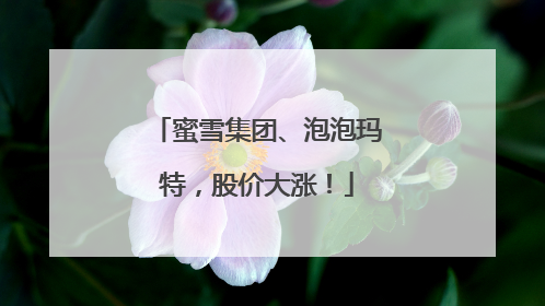 蜜雪集团、泡泡玛特，股价大涨！