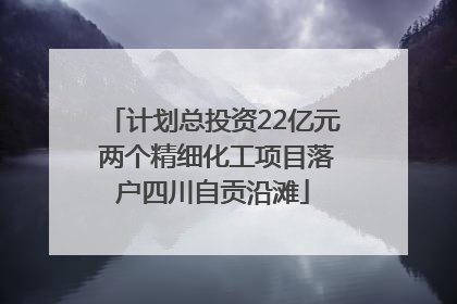 计划总投资22亿元 两个精细化工项目落户四川自贡沿滩