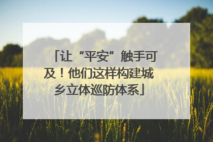 让“平安”触手可及！他们这样构建城乡立体巡防体系