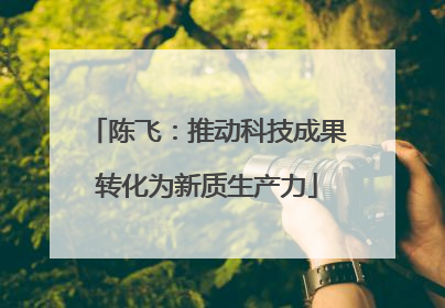 陈飞：推动科技成果转化为新质生产力