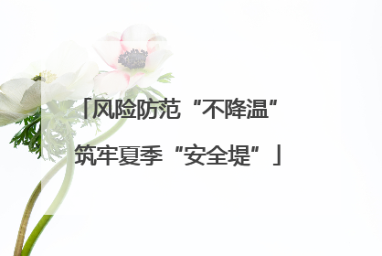 风险防范“不降温” 筑牢夏季“安全堤”