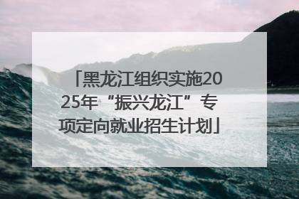 黑龙江组织实施2025年“振兴龙江”专项定向就业招生计划