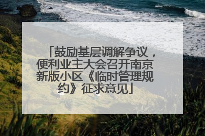 鼓励基层调解争议，便利业主大会召开南京新版小区《临时管理规约》征求意见