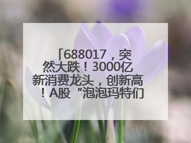 688017，突然大跌！3000亿新消费龙头，创新高！A股“泡泡玛特们”，涨疯了